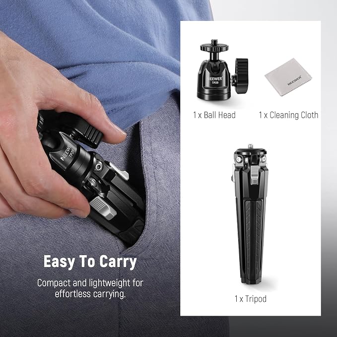 NEEWER Mini Desk Tripod, Metal Table Top Small Portable Travel Selfie Stick - Image 8