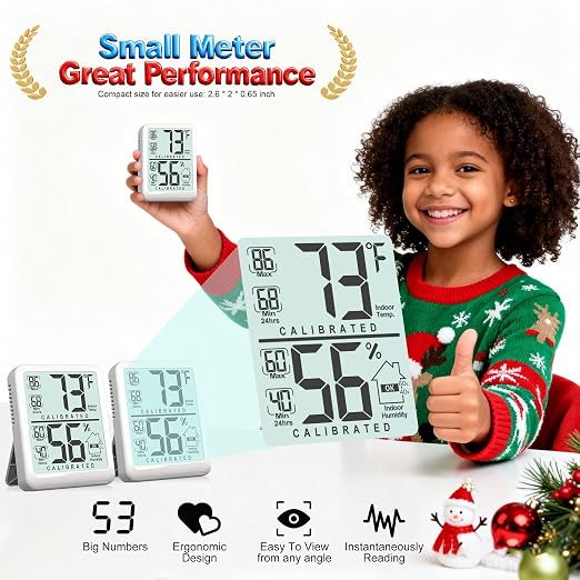 Antonki Room Thermometer, Digital Small Hygrometer Indoor Thermometer Humidity - Image 3