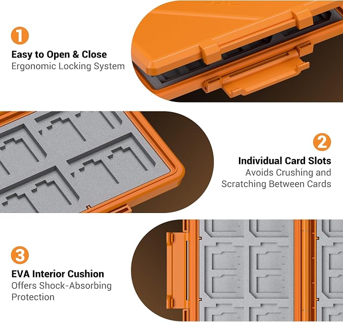 Grey 36 Slots Memory Card Case Water-Resistant Anti-Shock Memory Card Wallet - Image 5