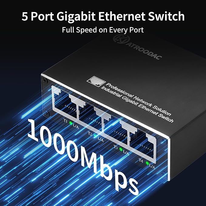 Mini Ethernet Switch 5 Ports Gigabit Enhanced Protection 10/100/1000 Mbps - Image 4