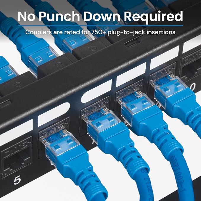 ICC CAT6A Feed-Through Patch Panel, 24 Port, 1U Rackmount, RJ45 Ethernet Patch - Image 3