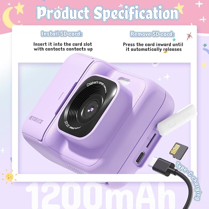 Kids Camera, 1080P Instant Digital Print Camera - Image 7