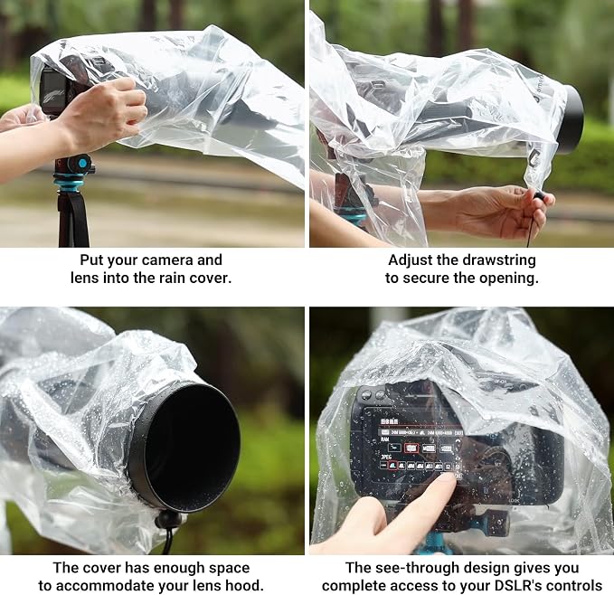 JJC DSLR Camera Rain Cover, Rain Coat Sleeve Protector - Image 6