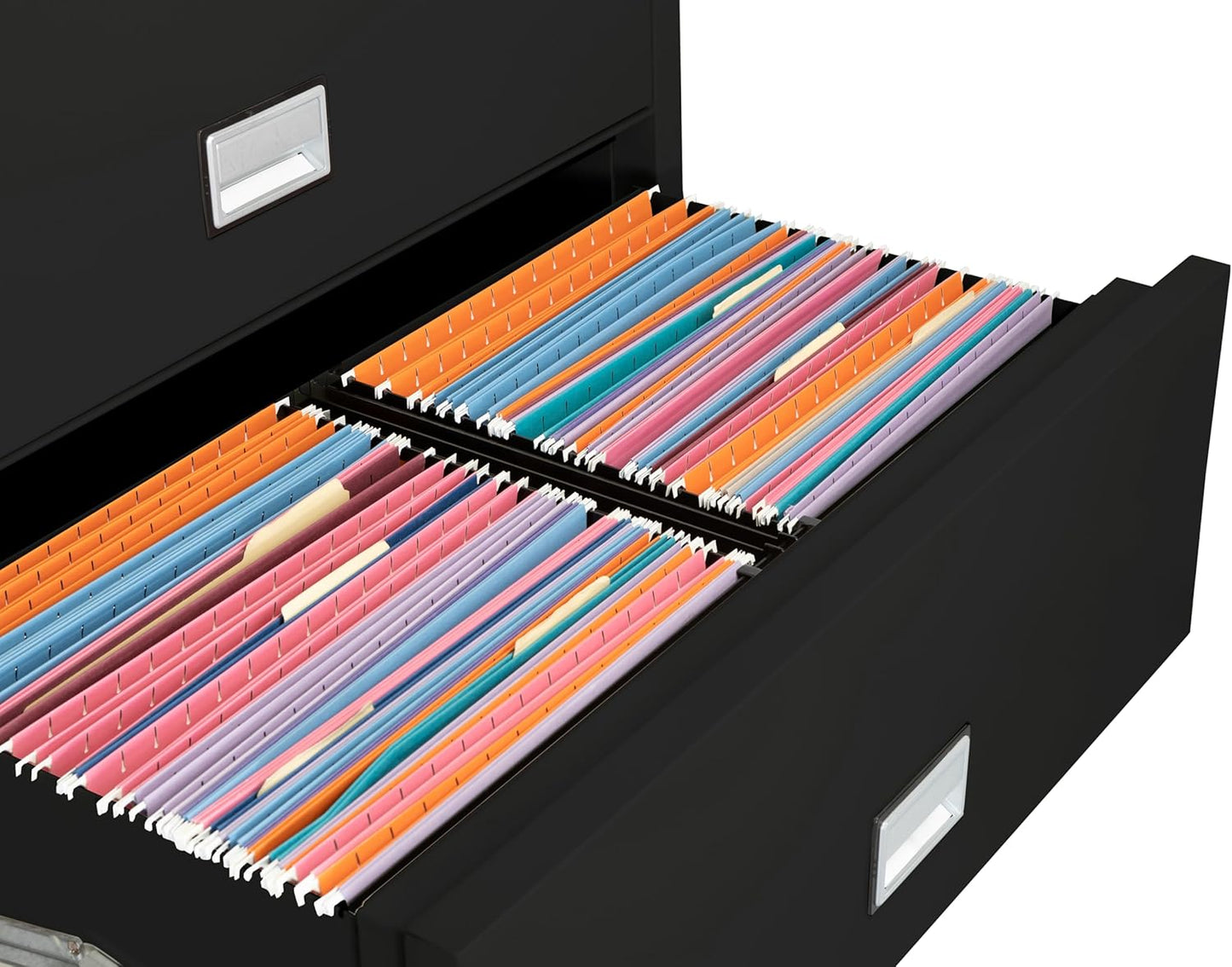38 inch Wide 4-Drawer Lateral Fireproof File Cabinet – Legal and Letter Size Filing – Key Lock – Water Resistant – Fire Safe and Impact Rated – Black Finish – Model LAT4W38B