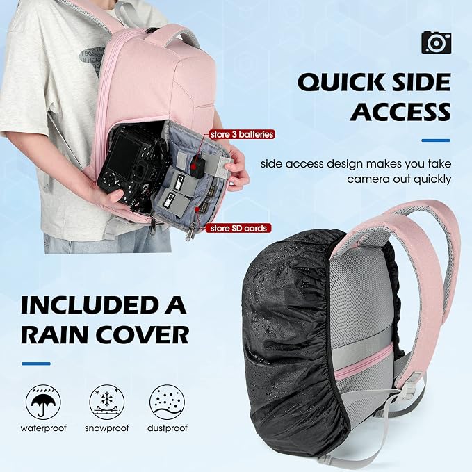 RAINSMORE Camera Backpack for DSLR SLR Mirrorless Cameras - Image 4