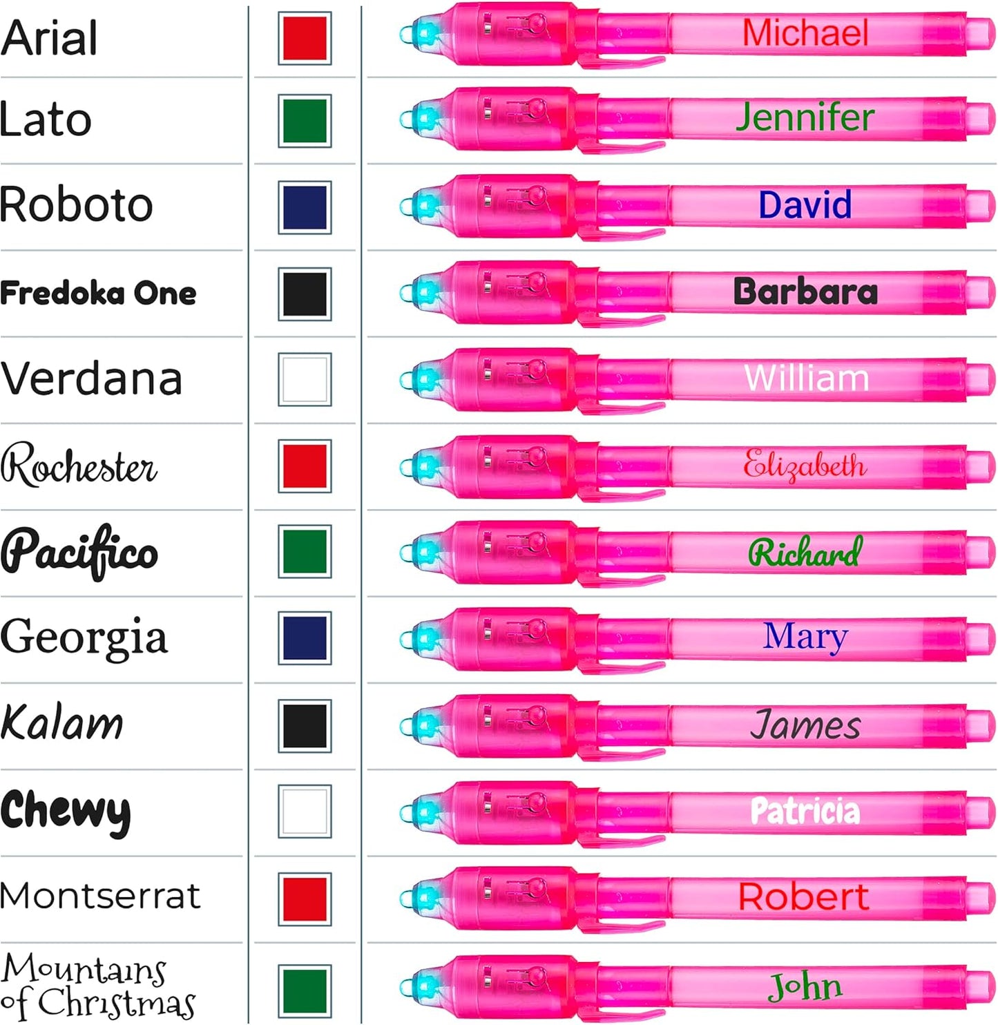 Personalized Invisible Disappearing Ink Pen Marker, Custom Secret Spy Message Writer with UV Light, Fun Activity Entertainment for Kid Party Favors Ideas Gifts and Stock Stuffers, 24 Pack, Pink