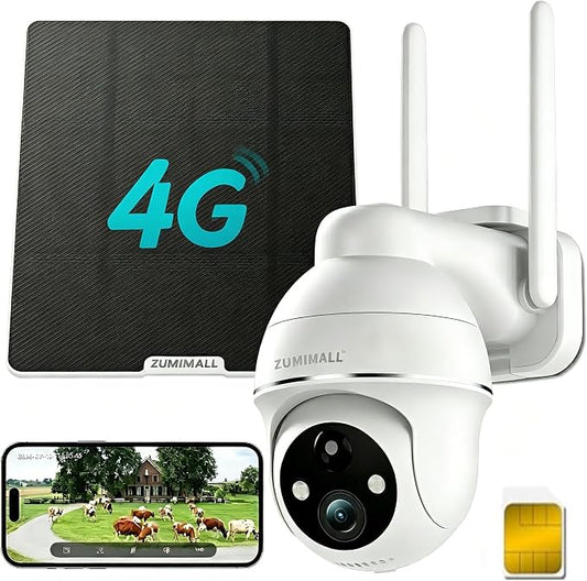 ZUMIMALL 4G LTE Cellular Security Camera, No WiFi Outdoor Camera Wireless by ZUMIMALL