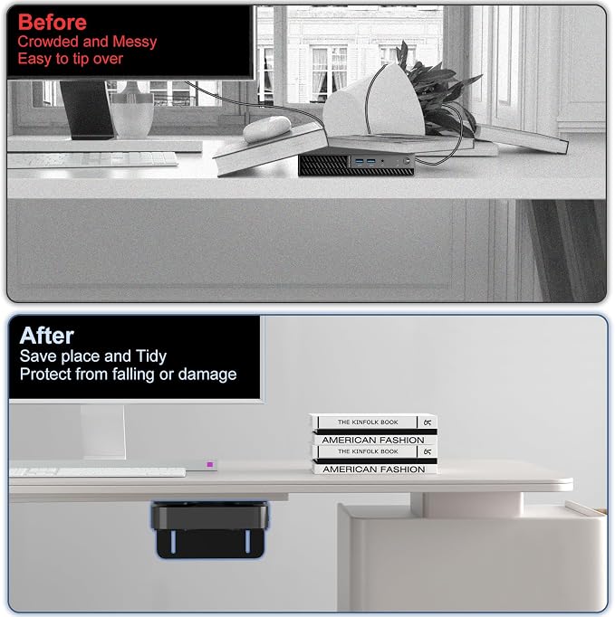 Adjustable Thin Client Mini PC Mount Bracket, Mini PC Vesa Mount, Under Desk - Image 5