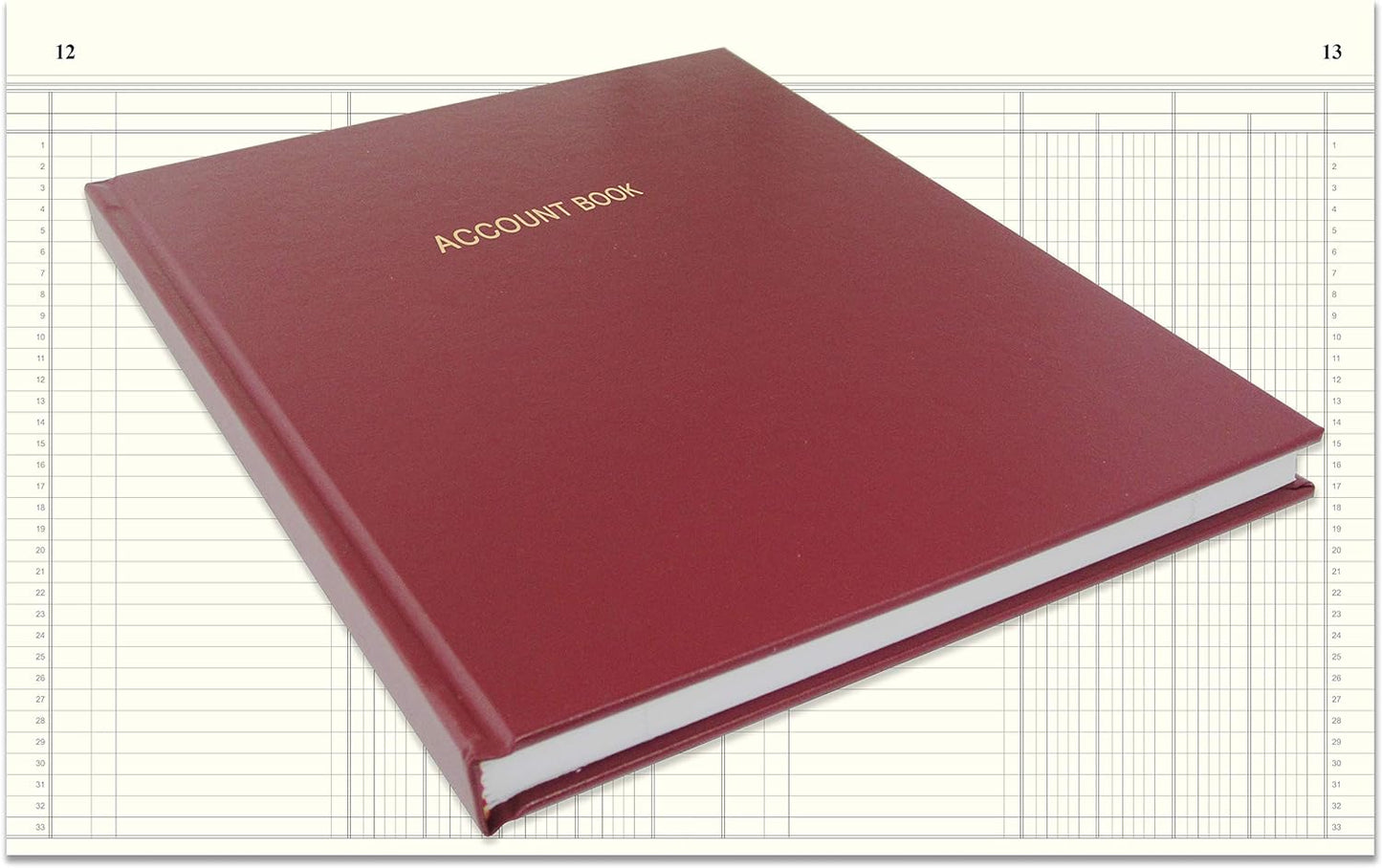 BookFactory Account Book Ledger Book Accounting Notebook (4 Column Four Columns Columnar Book Format) - 96 Pages, 8'' x 10'', Burgundy Cover, Section Sewn Hardbound (ACT-096-S4CM-A-LMT160)-AX