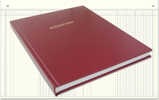 BookFactory Account Book Ledger Book Accounting Notebook (4 Column Four Columns Columnar Book Format) - 96 Pages, 8'' x 10'', Burgundy Cover, Section Sewn Hardbound (ACT-096-S4CM-A-LMT160)-AX