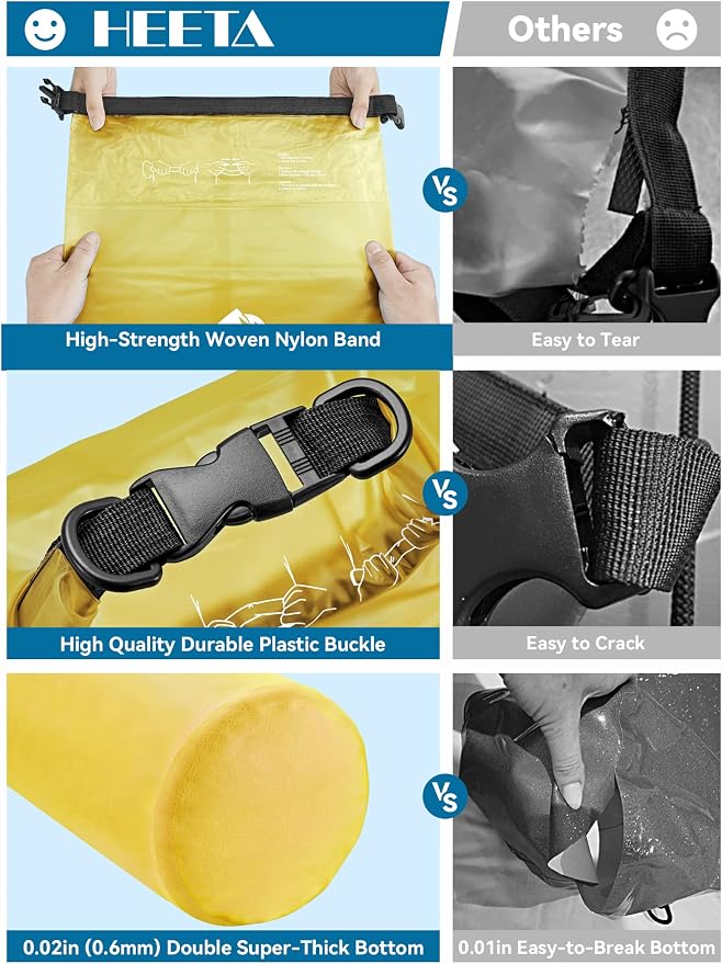 HEETA Dry Bag Waterproof for Women Men, 5L/10L/20L/30L/40L Roll Top Lightweight - Image 4