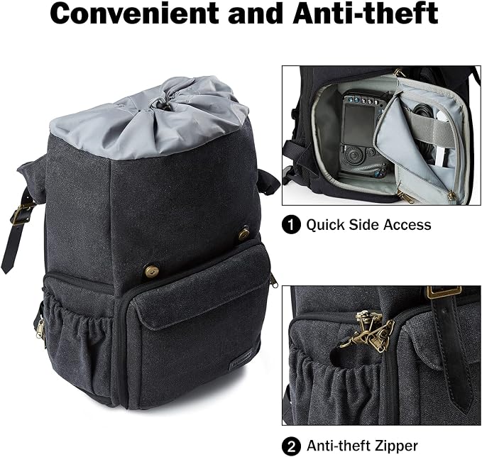 BAGSMART Camera Backpack, Large DSLR/SLR Waterproof Photography Bag Fit up to - Image 4