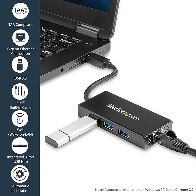 StarTech.com USB 3.0 Hub with Gigabit Ethernet Adapter - Image 8
