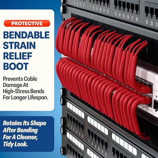 Everest Ultra Slim Cat6a Ethernet Patch Cables 3ft Red - Image 3