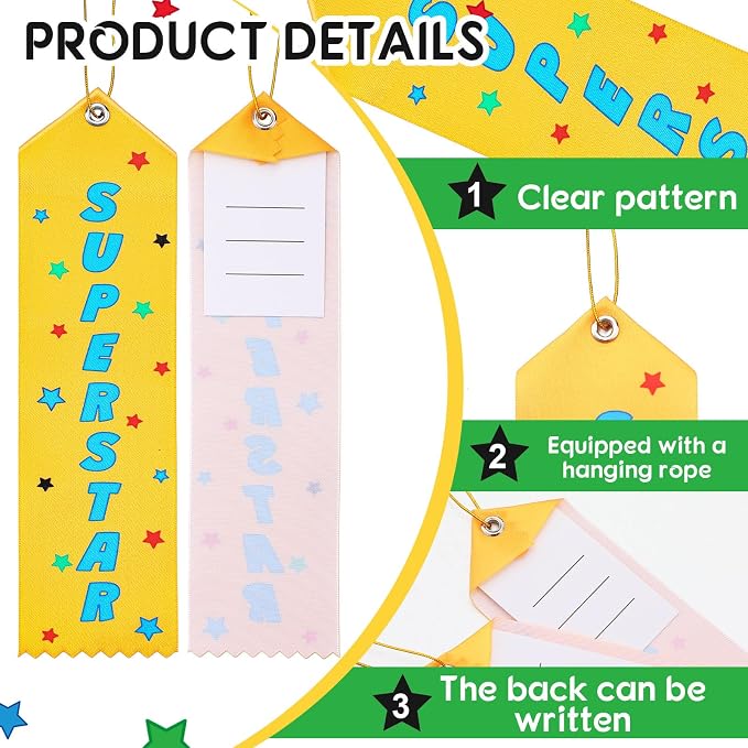 Wavwavw 100 Pcs Superstar Award Ribbons Bulk 8" x 2" Prizes Ribbons - Image 3