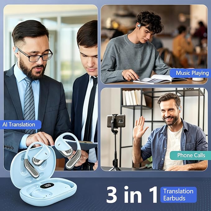 AI Open Ear Earbuds Translation Headphones, Real-Time 2-Way Language Translator - Image 5