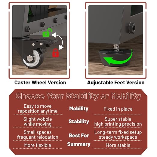 3D Printer Stand with Foldable Desktop & Fabric Drawer – Compact Rolling 3-Tier - Image 6