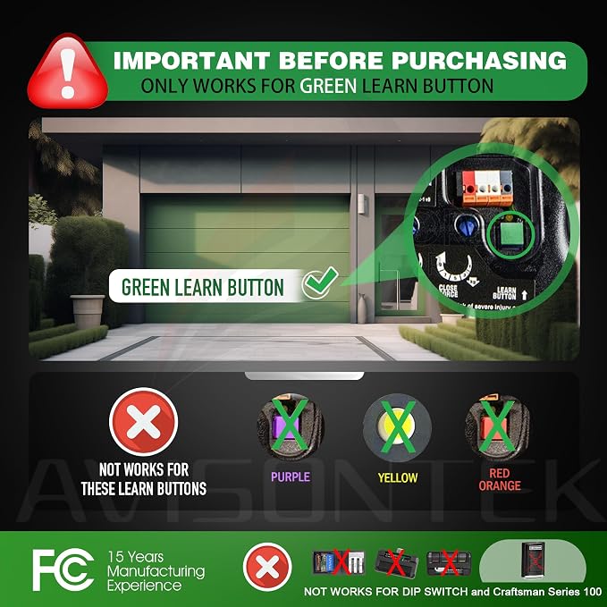 2 for 81LM Liftmaster Garage Door Opener Remote for Green Learn Button - Image 2