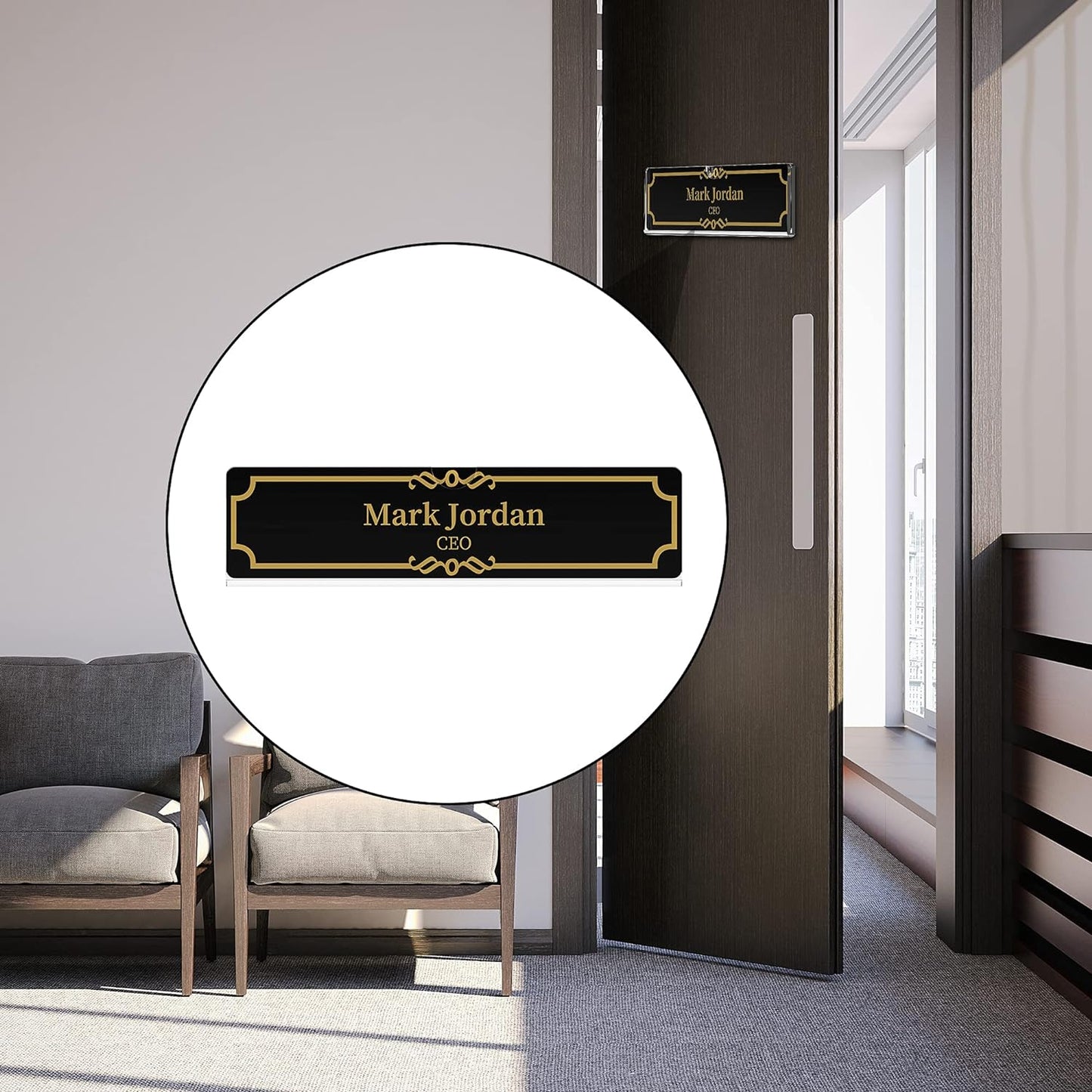 Acrylic Wall Name Plate Holder, Door Plate with Adhesive Tapes, Clear Sign Holder Frame, 2"x8", 10 Pack