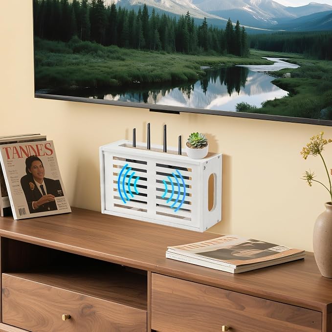 Router Shelf Wall Mount, WiFi Router Box Hider & Modem Storage Box - Image 4