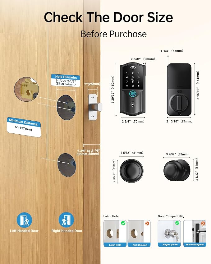 Built-in WiFi Smart Lock with 2 Knobs - Image 7