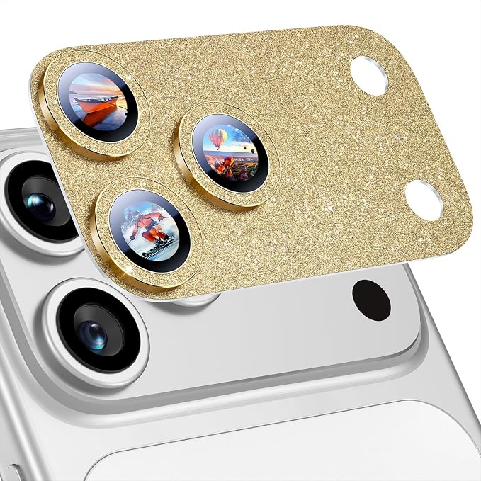 Uyiton for iPhone 17-Pro Camera-Lens Protector: Bling Metal Tempered Glass Rear by Uyiton