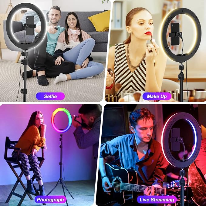 STALLY 13.3" Ring Light with Stand, Music Mode, 3 CCT Modes & 96 RGB Color Modes - Image 7