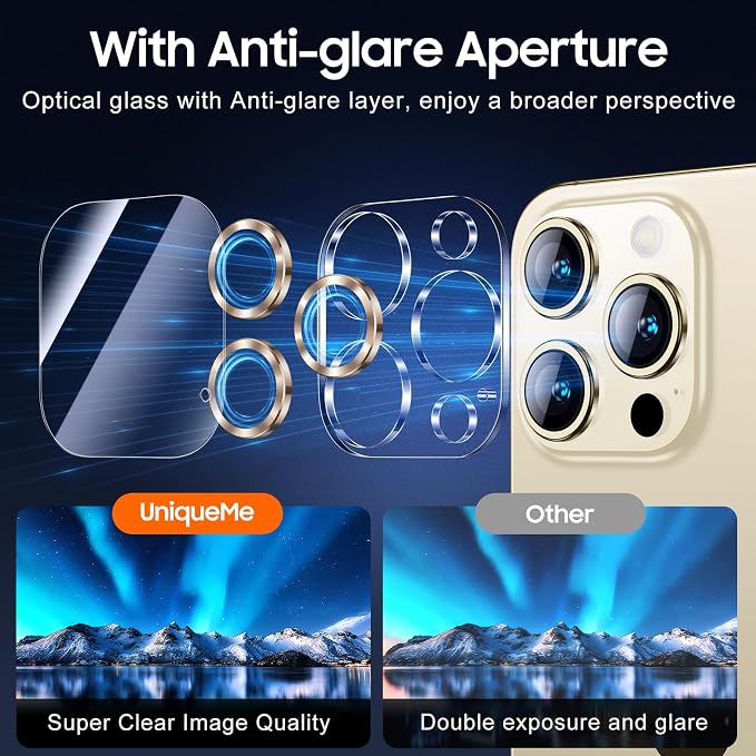 UniqueMe Compatible for 3 Pack iPhone 15 Pro/iPhone 15 Pro Max Camera Lens - Image 4