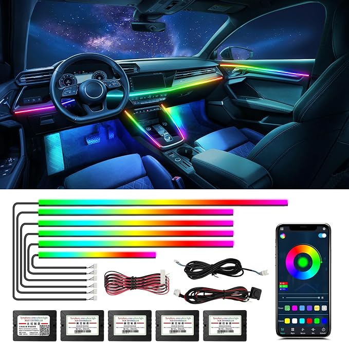 Dreamcolor Acrylic Car Lights, 6 in 1 LED Strip Lights by WEBUPAR