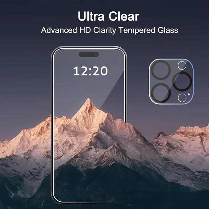 Ailun 3 Pack Screen Protector for iPhone 15 Pro + 3 Pack Camera Lens Protector - Image 5