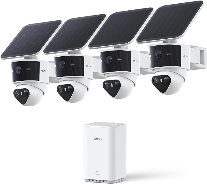 aosu T2 Pro Solar Security Cameras Wireless Outdoor, 4 Cam Kit, 3K Dual Cam No by AOSUSecurityOffical