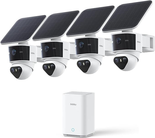 aosu T2 Pro Solar Security Cameras Wireless Outdoor, 4 Cam Kit, 3K Dual Cam No by AOSUSecurityOffical
