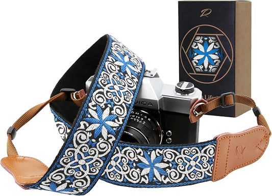 Padwa Lifestyle Blue Floral Camera Strap by PadwaLifestyleCameraStrap
