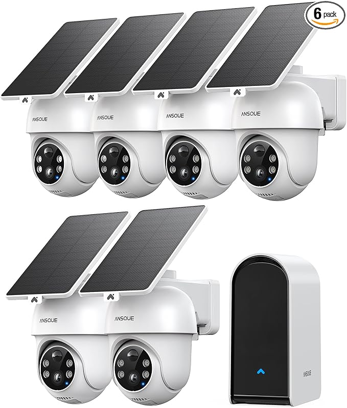 ANSQUE Security Cameras Wireless Outdoor Home System, 6 Camera Kit, No by ANSQUESecurity