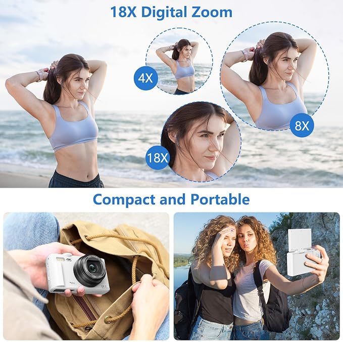 Digital Camera for Photography, 4K Vlogging Camera for YouTube 3" 180° Flip - Image 4