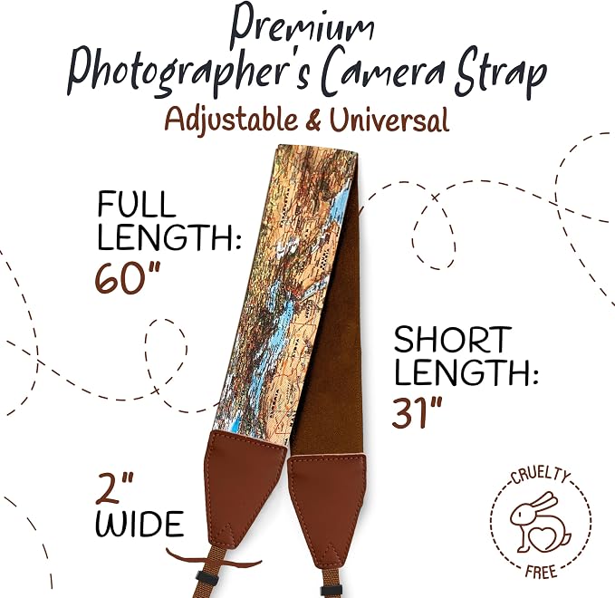Art Tribute Travel Camera Strap World Map - Image 5