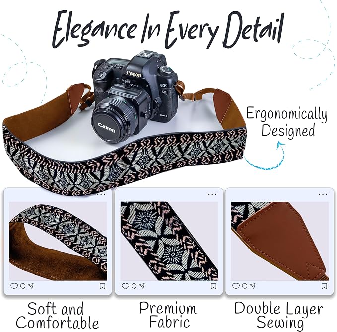 Art Tribute Camera Strap For Photographers Padded Universal Fit Neck Shoulder & - Image 3