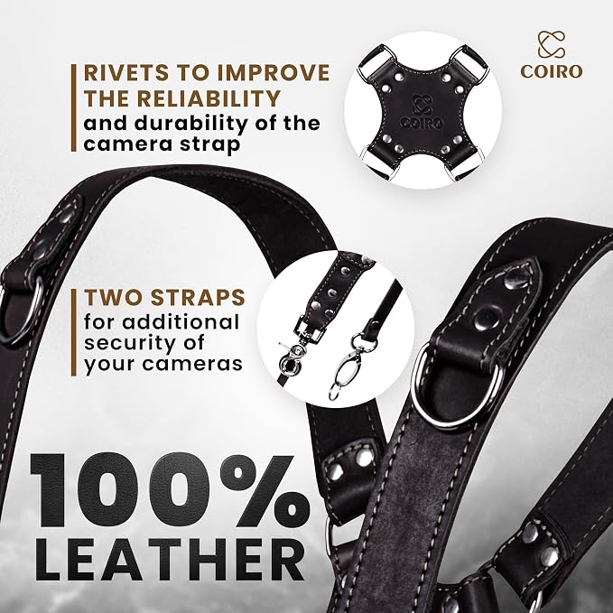 C Coiro Dual Camera Harness Shoulder Leather Camera Strap - Image 3