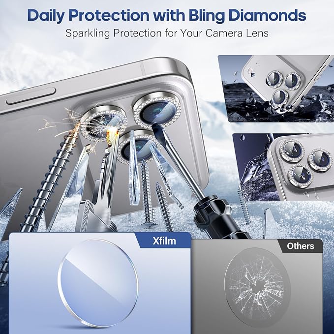for iPhone 17 Pro / 17 Pro Max Camera Lens Protector Bling, Individual Diamond - Image 3