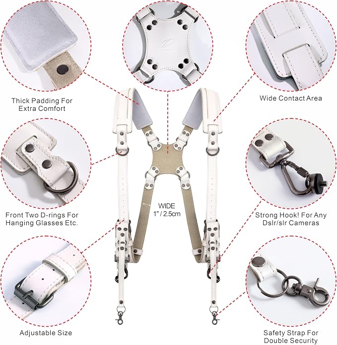 Padwa Lifestyle White Dual Camera Harness Strap - Image 2