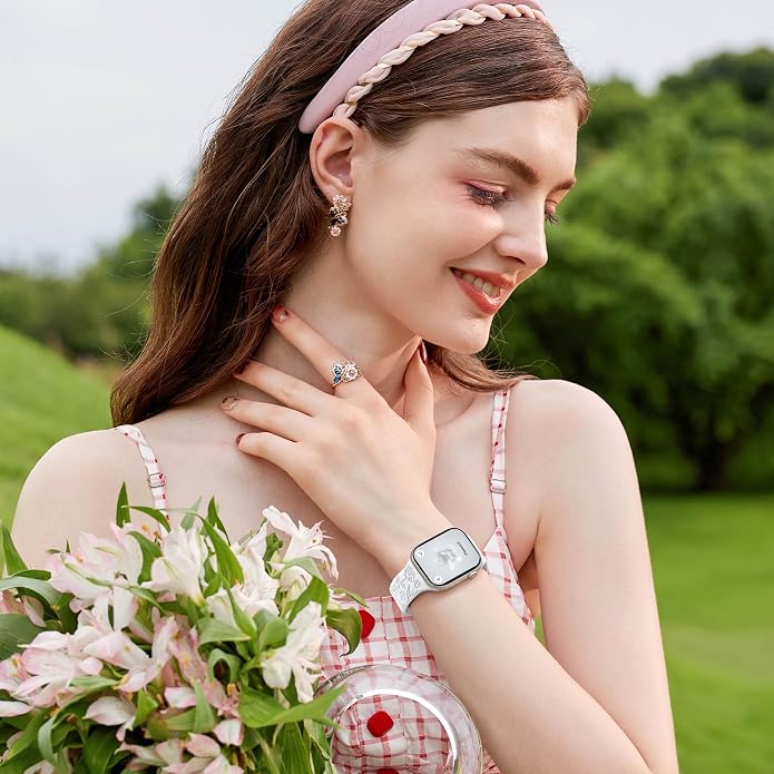 SNBLK 6 Pack Floral Engraved Bands Compatible - Image 7