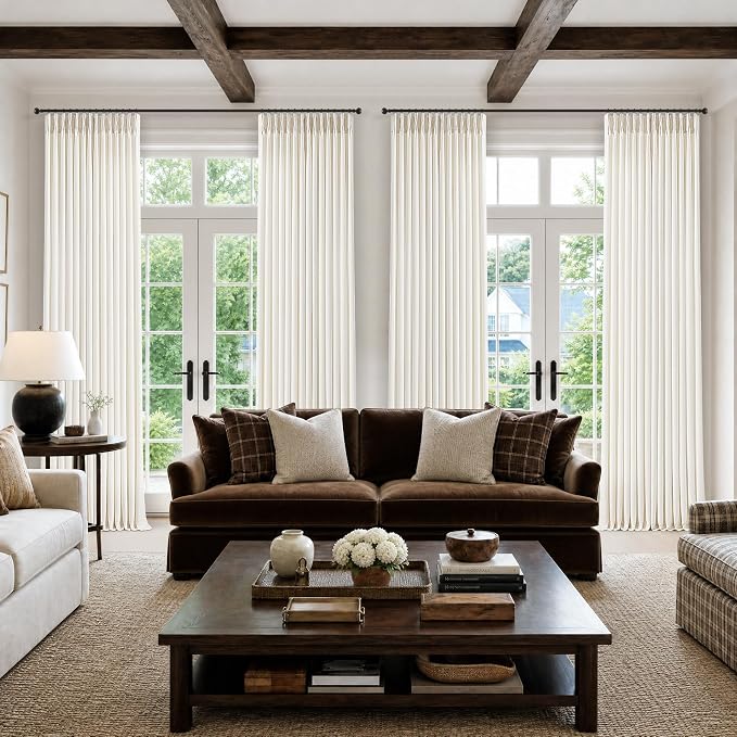 Extra Long 120 Inch Cream Pinch Pleated Curtains - Image 7