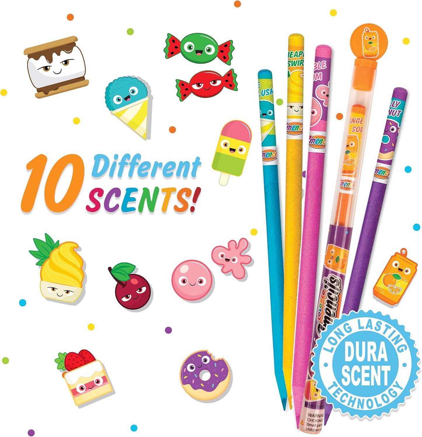 Colored Smencils (2 Pack) - Patented Gourmet Scented Colored Pencils made from Recycled Newspapers, 10 Count, Gifts for Kids, School Supplies, Classroom Rewards