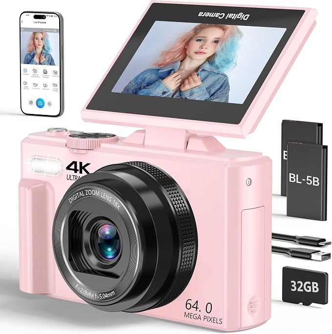 4K Digital Camera for Photography, 64MP Vlogging Camera for YouTube by TaketheCameraTaketheWorld