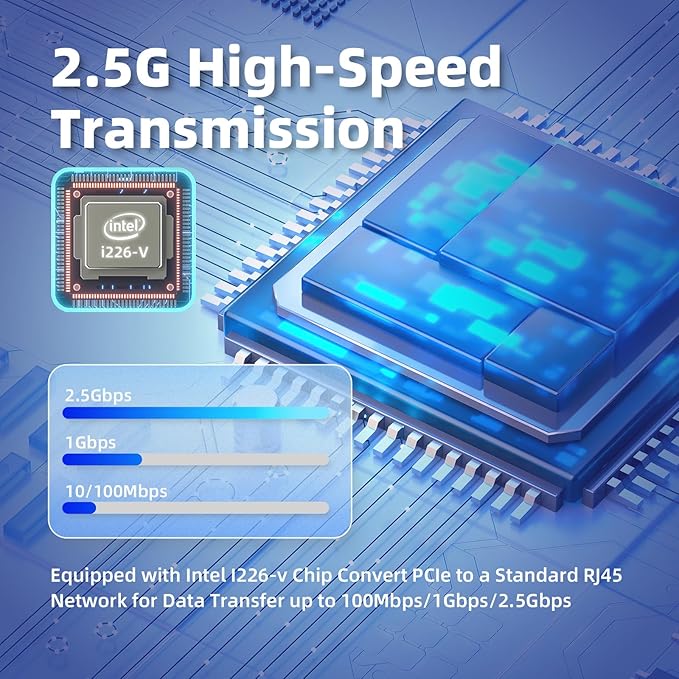 2.5Gb PCIe Network Card with Intel I226-V Chip, 2.5GBase-T Network Adapter NIC - Image 2