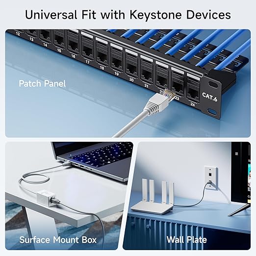 Cable Matters 10-Pack 10Gbps Cat6 Keystone Jacks, RJ45 Keystone Jack, Ethernet - Image 5