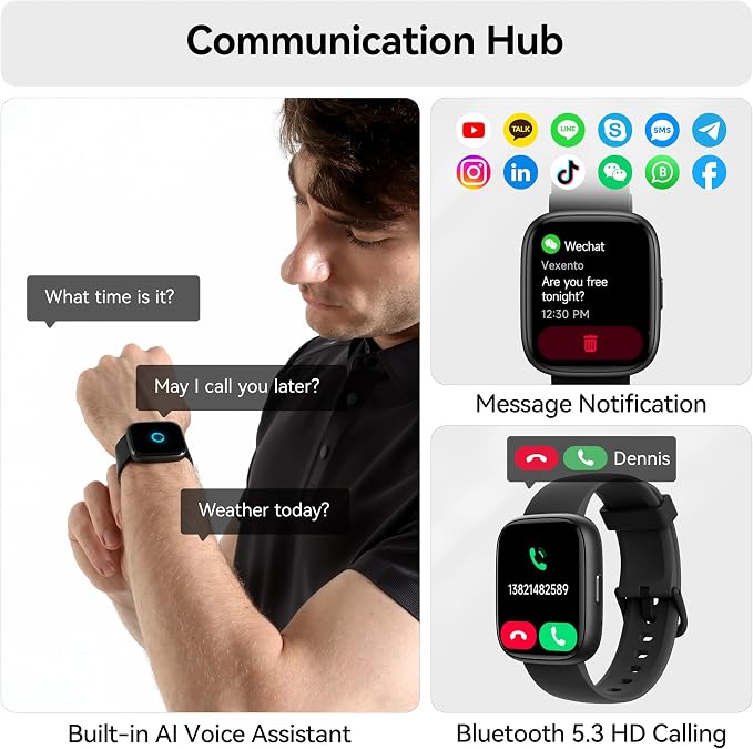 Smart Watch with Alexa Built-in, 1.83" HD Touchscreen Fitness Tracker with - Image 3