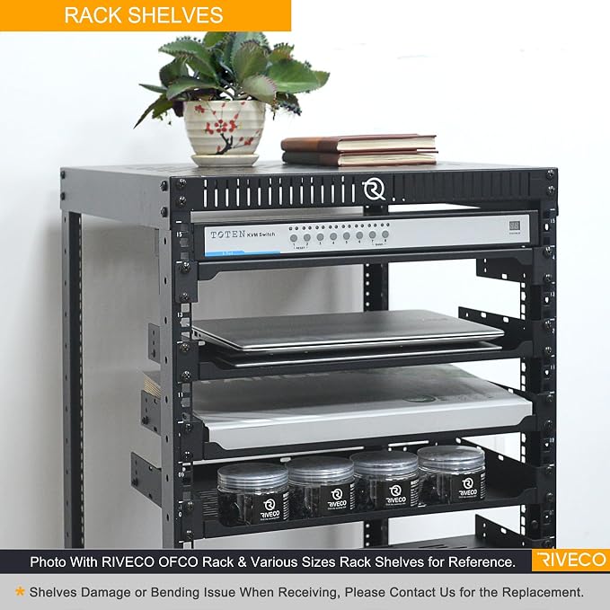 RIVECO 2 PCS 6” Rack Shelves for 19 inches Network Rack & Cabinets, 1U Rack - Image 6