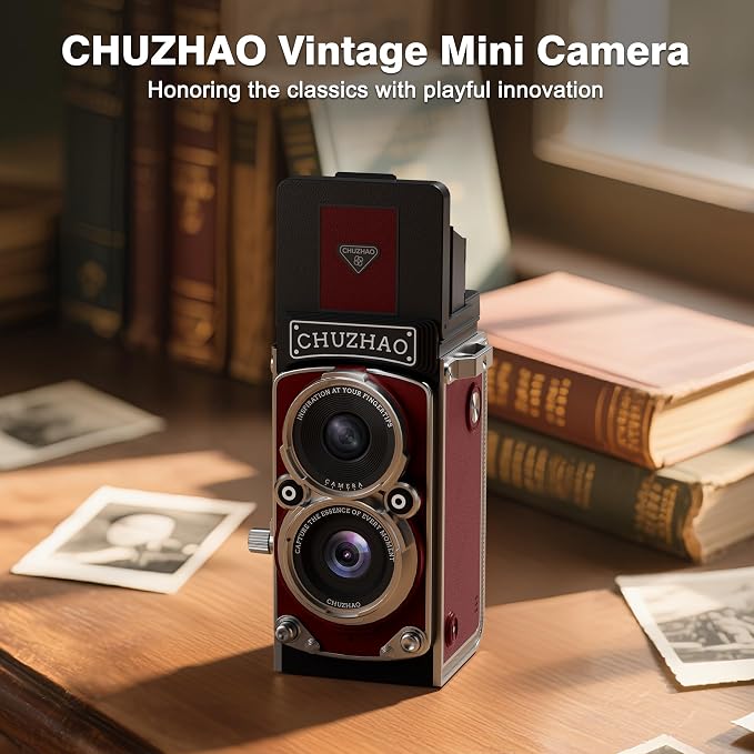 CHUZHAO Vintage Mini Digital Camera, Portable TLR Style Retro Point and Shoot - Image 2