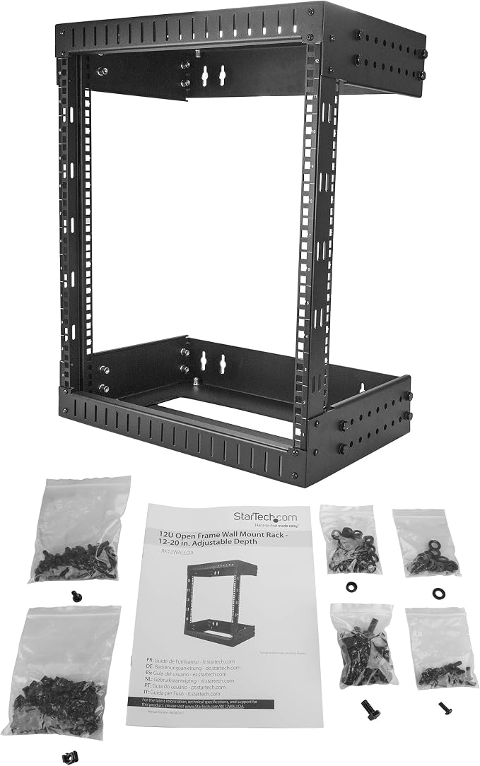 StarTech.com 2-Post 12U Heavy-Duty Wall Mount Network Rack, Wall Mount Data Rack - Image 8